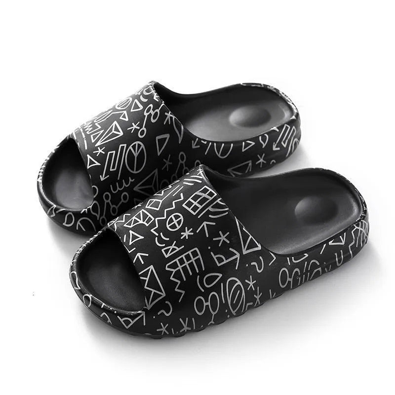2022 New Summer House Cartoon Men Slippers Women Flip Flops Thick Slides Fashion Printed Couples Platform Shoes outdoor sandals