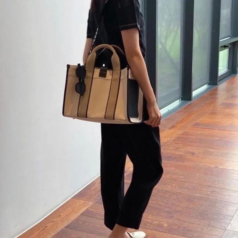 Casual Striped Canvas Large Tote Bag Designer Women Handbags Luxury Shoulder Crossbody Bags Big Shopper Purse Travel Sac Ol 2022