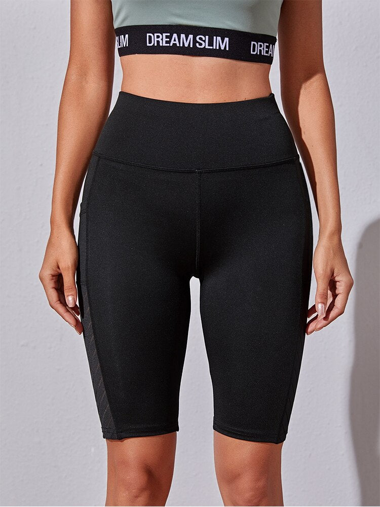 CHRLEISURE Fitness Shorts Women Casual Cycling Pockets Shorts Female Seamless High Waist Summer Breathable Biker Shorts Women