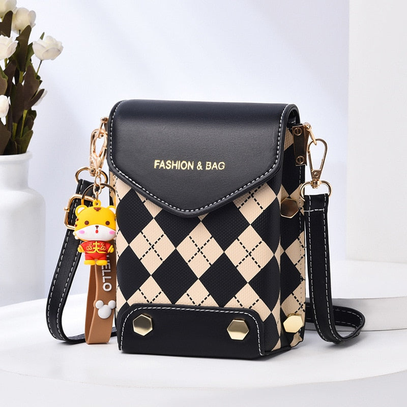 Fashion Women Pattern Shoulder Bag Hardware Chain Strap Color Block Messenger Handbag Composite Cross Body Bag