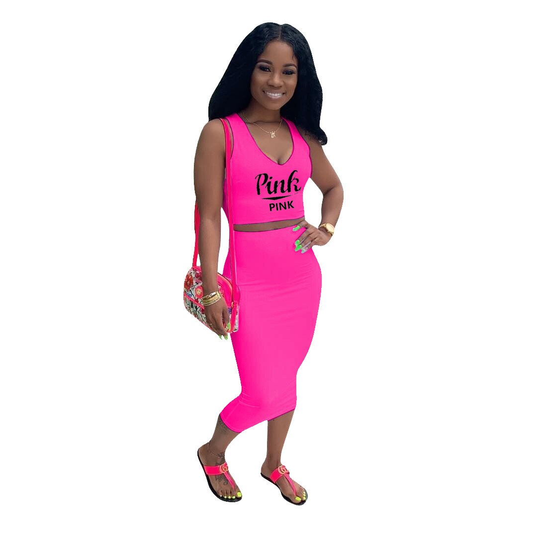 Two Piece Set Top + Skirt Short Sleeveless Top Women's Shorts Fitness Slim Party Club Clothing Sports Fitness Summer Clothes Set