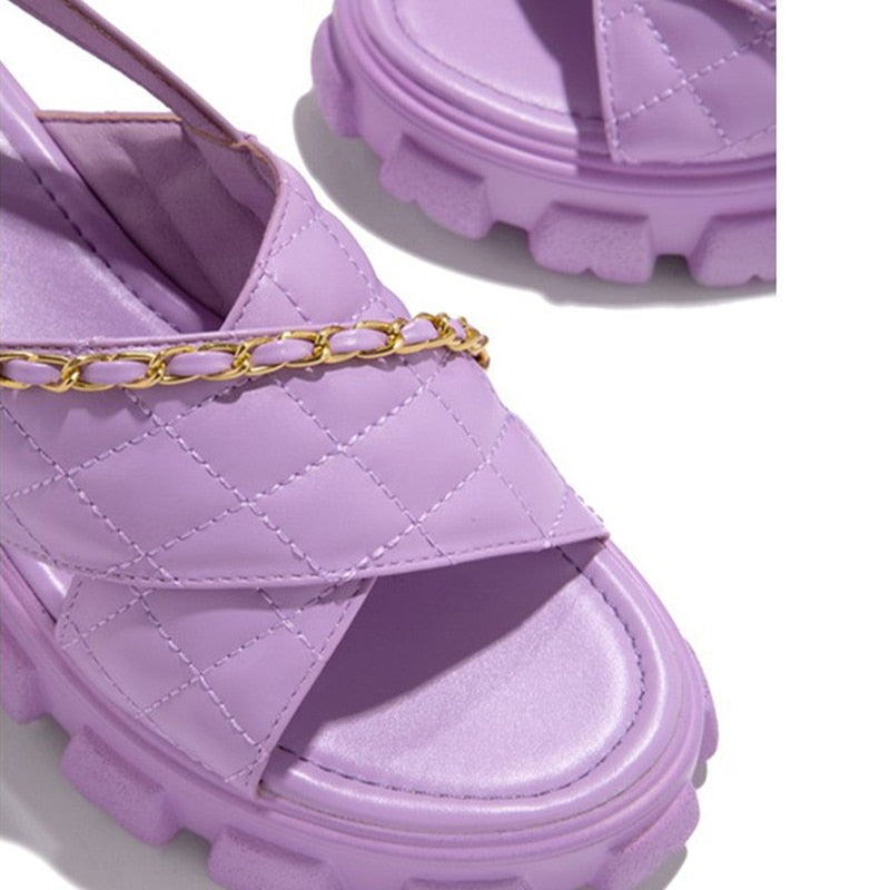 Chunky Platform Women  Shoes 2022 New Spring Autumn Open Toe Sandals Casual Beach Slides Designer Slippers Chain Flip Flops