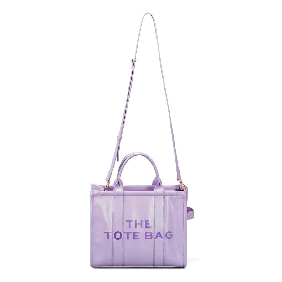 Designer Tote Bags for Women Big Purses and Handbags Women's Purple Leather Shopper Bag Branded Fashion Shoulder Crossbody Bags