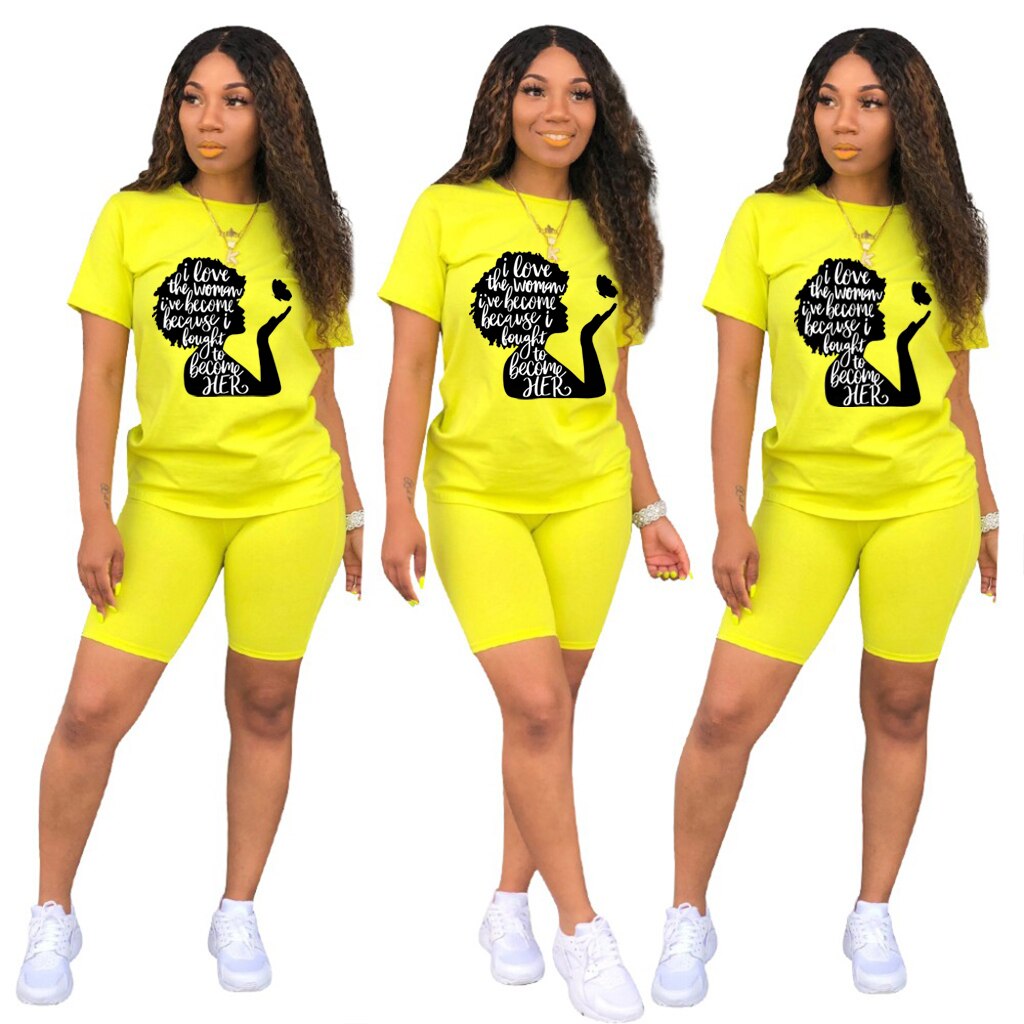 Two Piece Sets Womens Outifits O-Neck Pullover Short Sleeve Lettered T-Shirt Casual Tracksuit Legging Pants Women Short Sets