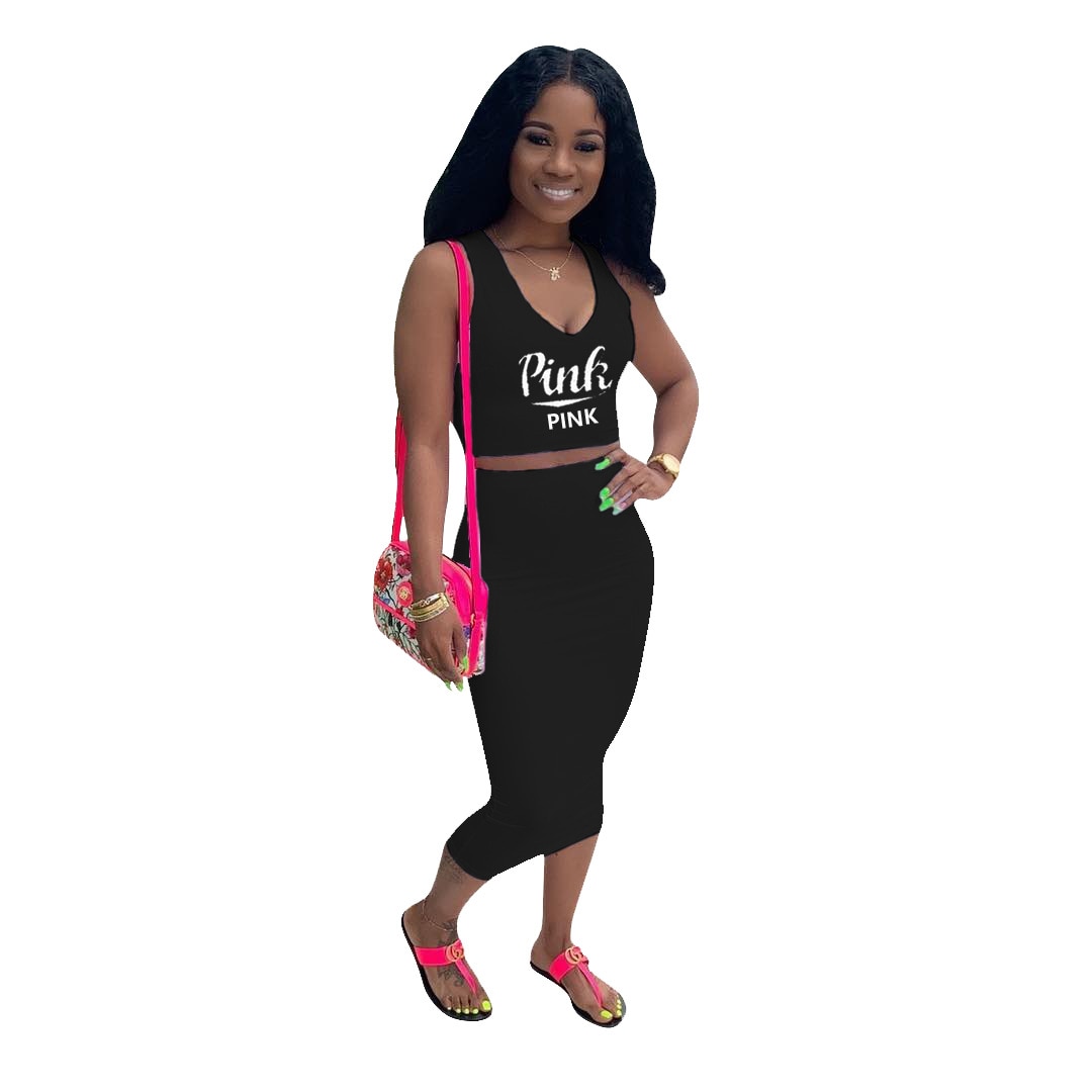 Two Piece Set Top + Skirt Short Sleeveless Top Women's Shorts Fitness Slim Party Club Clothing Sports Fitness Summer Clothes Set
