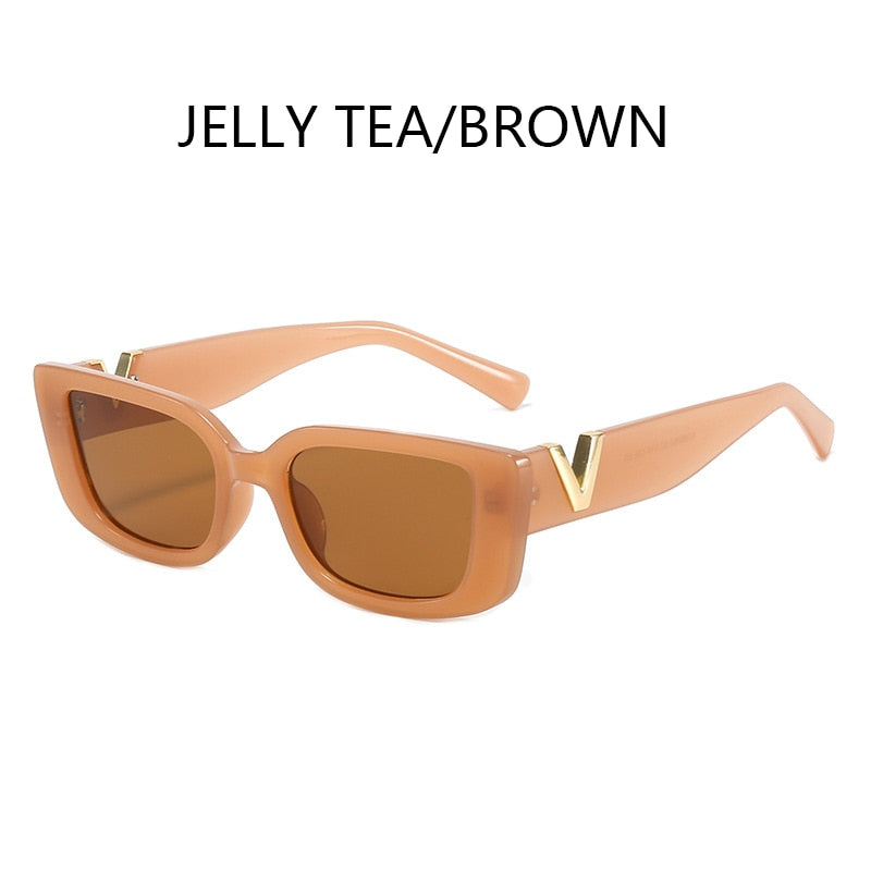 Retro Rectangle Sunglasses Women Brand Designer Cat Eye Small Frame Sun Glasses Ladies Classic Black Square Sunglass Woman UV400