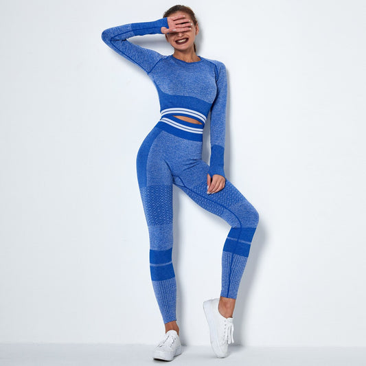 LANSWE Sport Set Women Seamless Yoga Set Sports Long Sleeve Top Sports Top Gym Leggings Yoga Shorts 2 Piece Set Women Yoga Set
