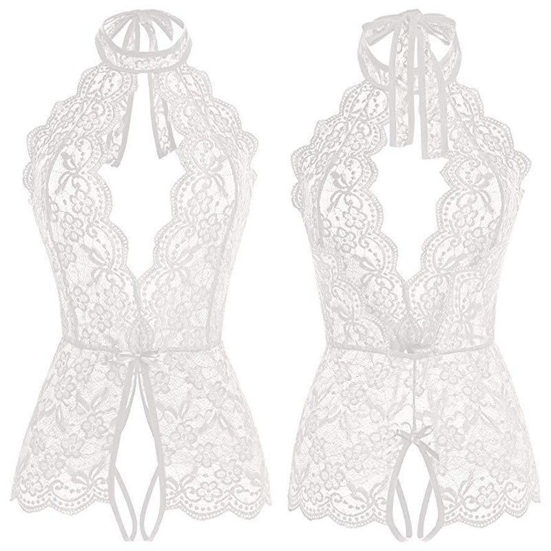 2022 Sexy Lingerie For Woman Lace Transparent Bra Crotchless Bodysuit Female Erotic Costume Sexy Deep V Neck Teddy Underwear Set