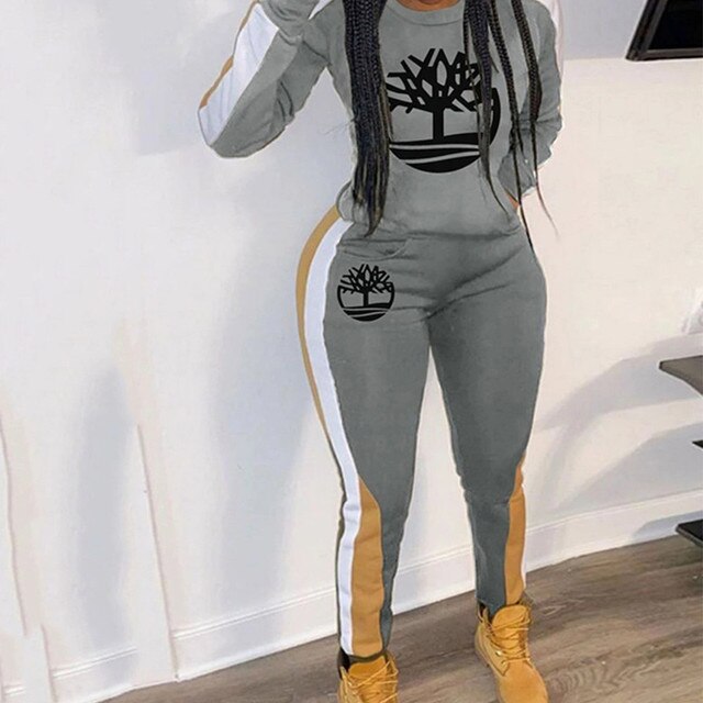2022 Spring New Tracksuit Women's Fashion Women's Multicolor Printing Casual Sports Two-Piece Suit Long Sweater Women's Suit