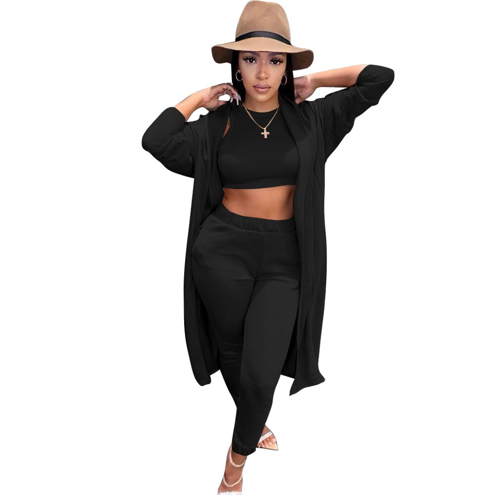 ANJAMANOR 3 Piece Set Cardigan Pants Sets Matching Sets for Women Casual Outfit Fall Winter Clothes Cozy Lounge Wear D22-EB95