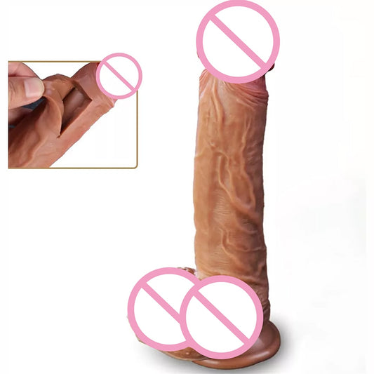8.3 Inch XXL Realistic Dildo with Powerful Suction CupRealistic Penis Sex Toy Flexible G-spot Dildo with Curved Shaft and Ball