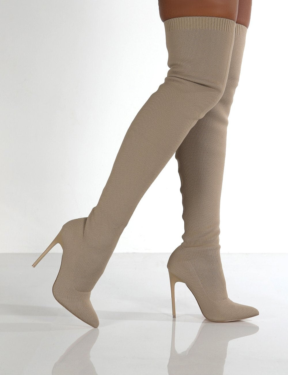 Winter Paisley Women Boots Fashion Paisley Pointy Toe Punk High Thin Heels Sock Boots Over The Knee Boots Autumn Botas De Mujer
