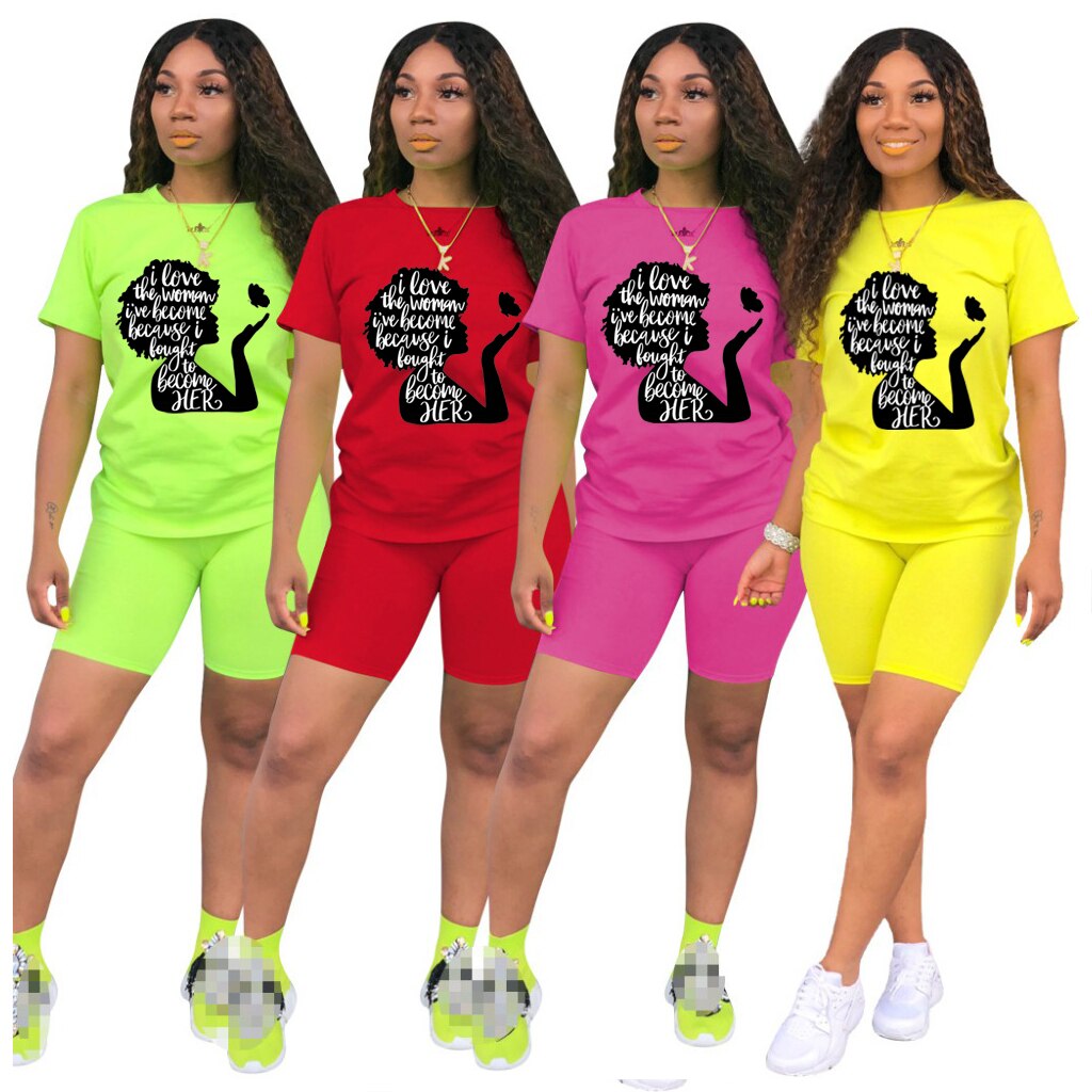 Two Piece Sets Womens Outifits O-Neck Pullover Short Sleeve Lettered T-Shirt Casual Tracksuit Legging Pants Women Short Sets