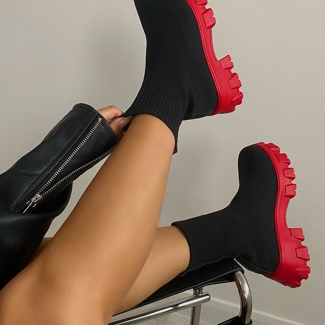 2022 Autumn Winter New Couple Socks Shoes Women Thick-soled Casual Large Size Net Red Knitted Short Boots Women Botas De Mujer