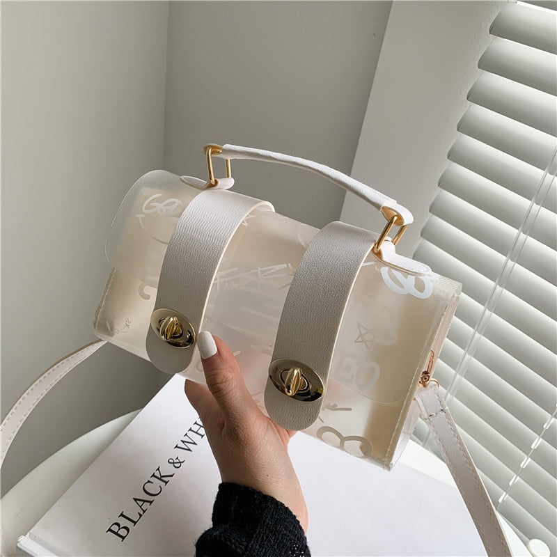 2022 New Women Shoulder Bag PVC Transparent Graffiti Messenger Female Bag Small Designer Handbag Purse Crossbody Bags for Women