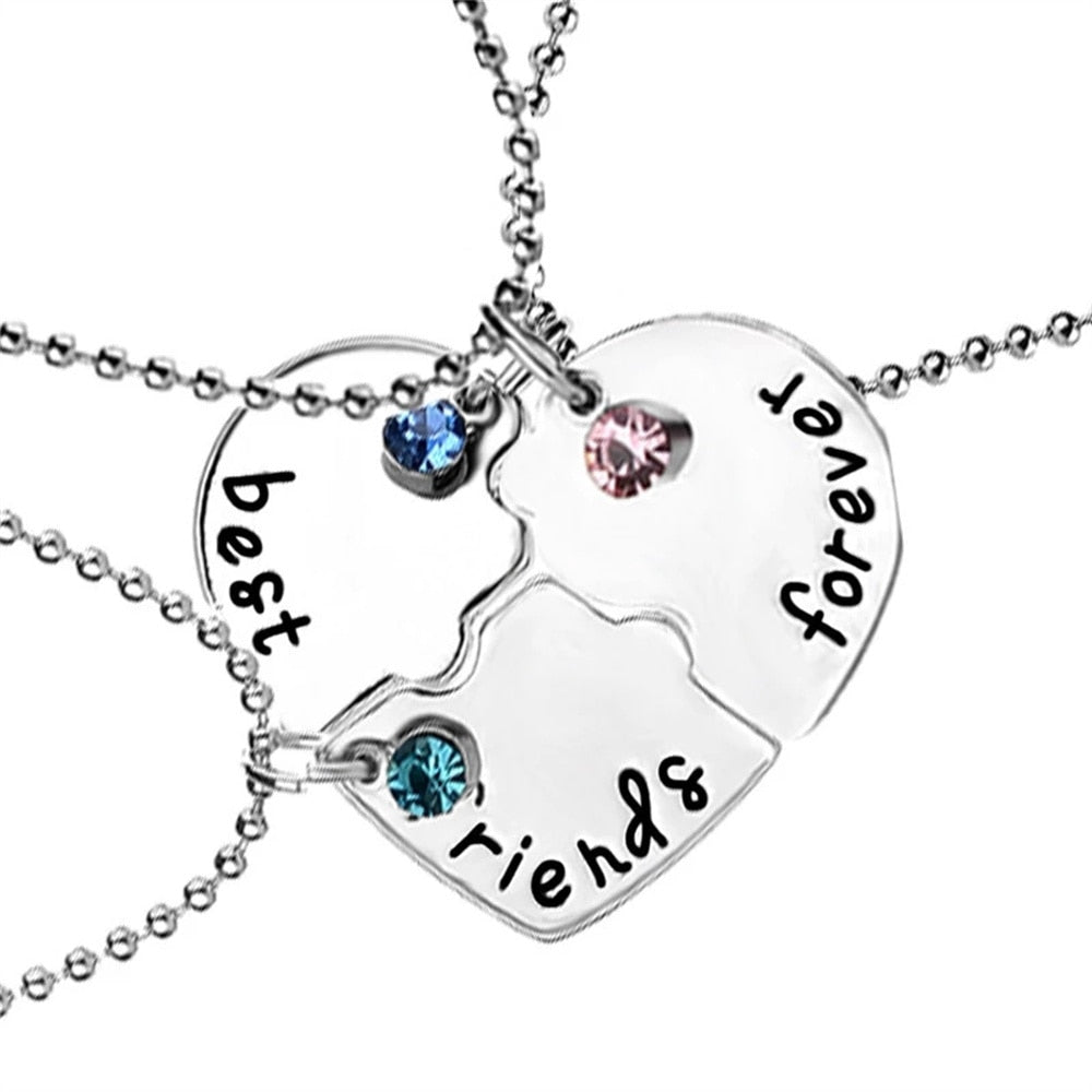 Best Friend 4 Piece Necklace Women Jewelry  BFF Friendship Pendant  Neck Chain Choker Jewelry For Women Gift 2021 Free Shipping