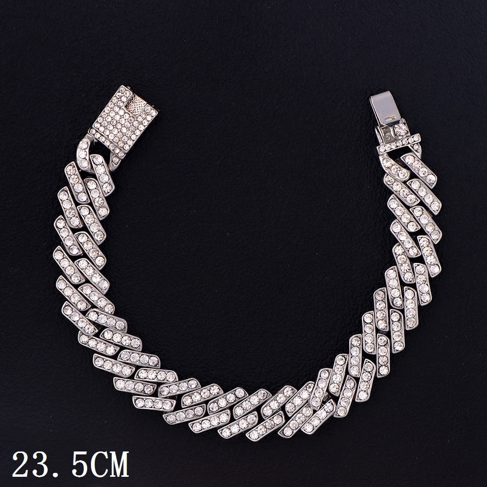 Flatfoosie Hip Hop Iced Out Chunky Cuban Chain Anklets For Women Luxury Rhinestone Link Ankle Bracelet Beach Barefoot Jewelry