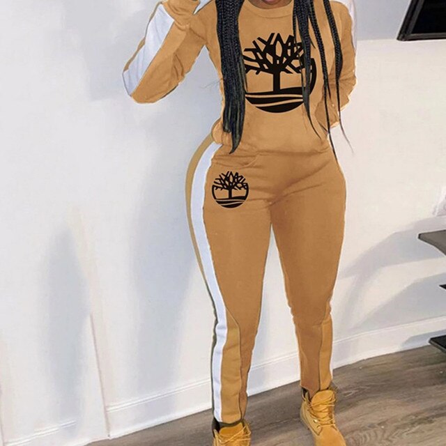 2022 Spring New Tracksuit Women's Fashion Women's Multicolor Printing Casual Sports Two-Piece Suit Long Sweater Women's Suit