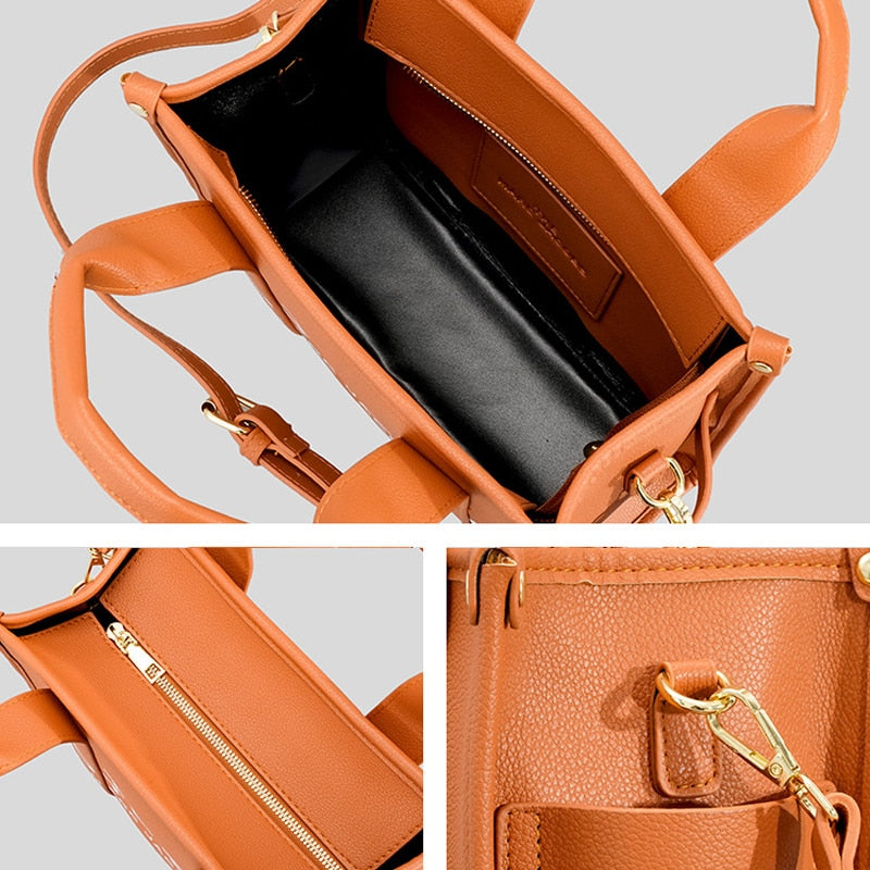 Designer Letter Large Handbags for Women PU Leather Shoulder Crossbody Bags Shopper Tote Female Fashion Business Top-Handle Bag