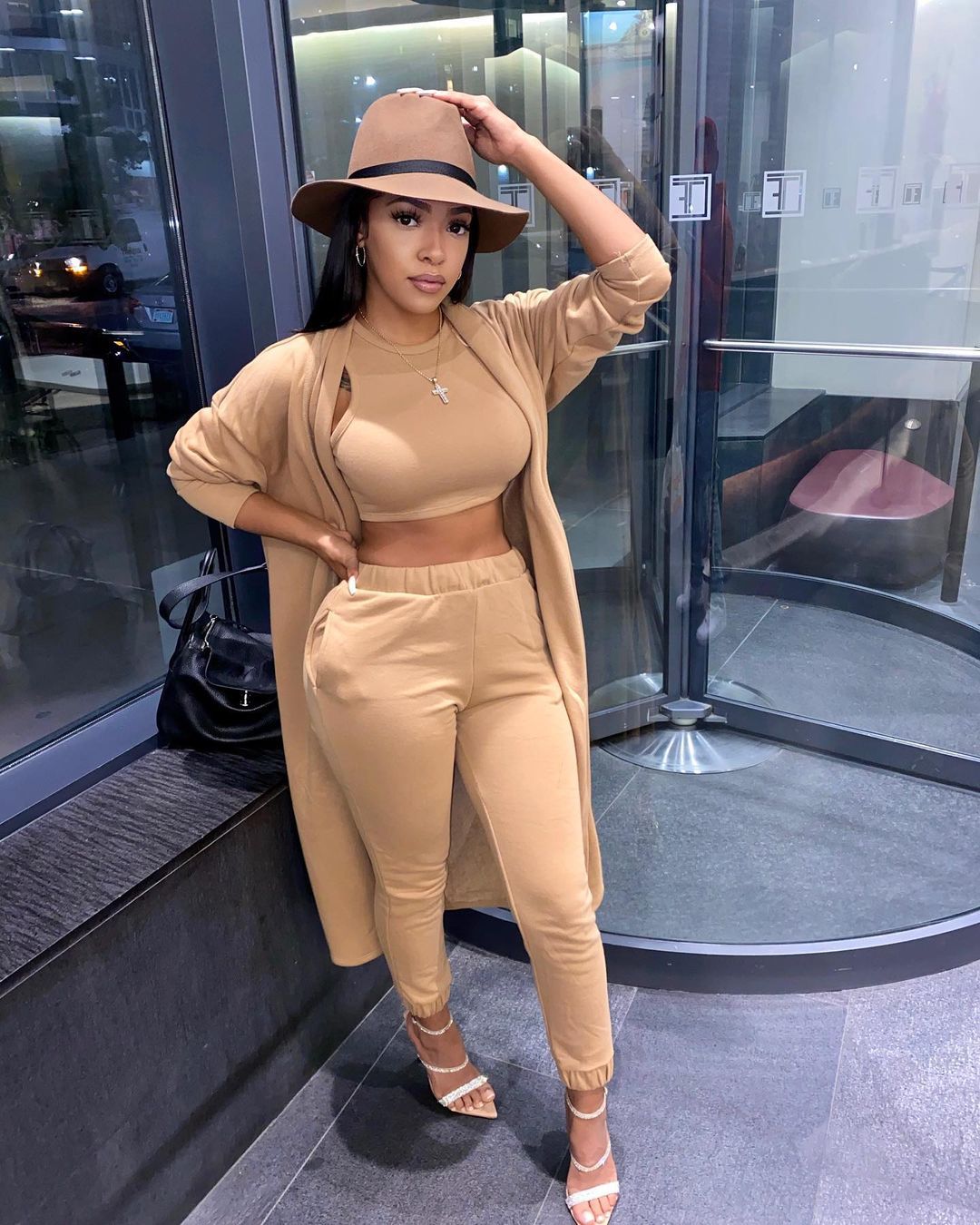 ANJAMANOR 3 Piece Set Cardigan Pants Sets Matching Sets for Women Casual Outfit Fall Winter Clothes Cozy Lounge Wear D22-EB95
