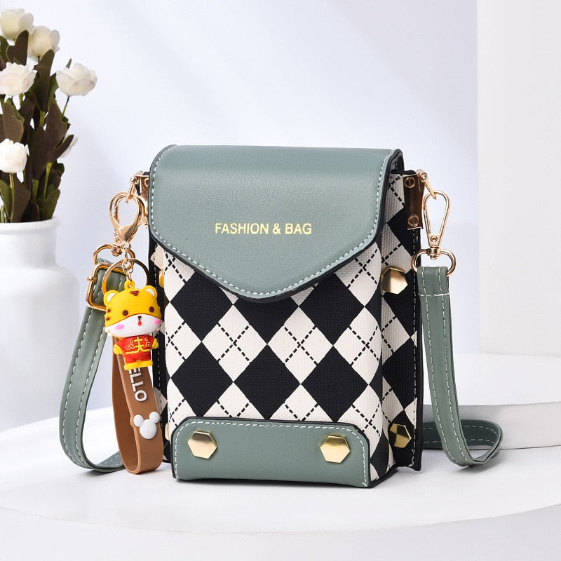 Fashion Women Pattern Shoulder Bag Hardware Chain Strap Color Block Messenger Handbag Composite Cross Body Bag