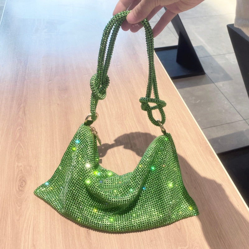 luxury Designer hobo shoulder bag Handle Shining Rhinestones Evening clutch Bag Purse Crystal Purses and handbag Hobo Bags