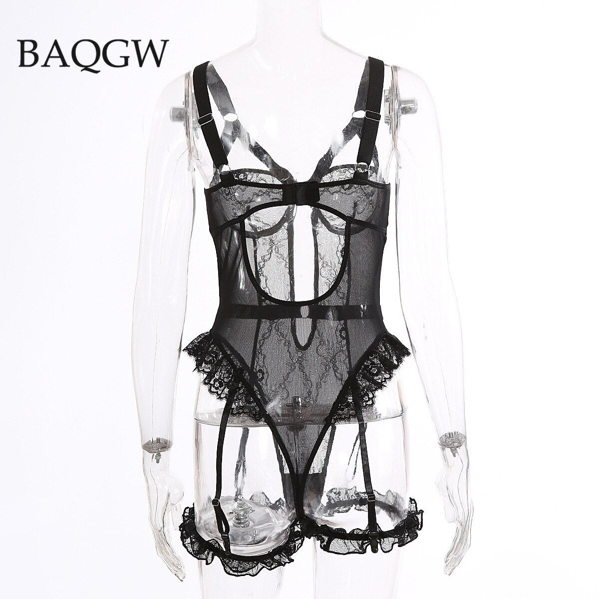 Pink Embroidery Floral Backless Sexy Mesh Sheer See Through One-piece Rompers Women Sexy Lingerie Slim Bodysuit Female Clubwear