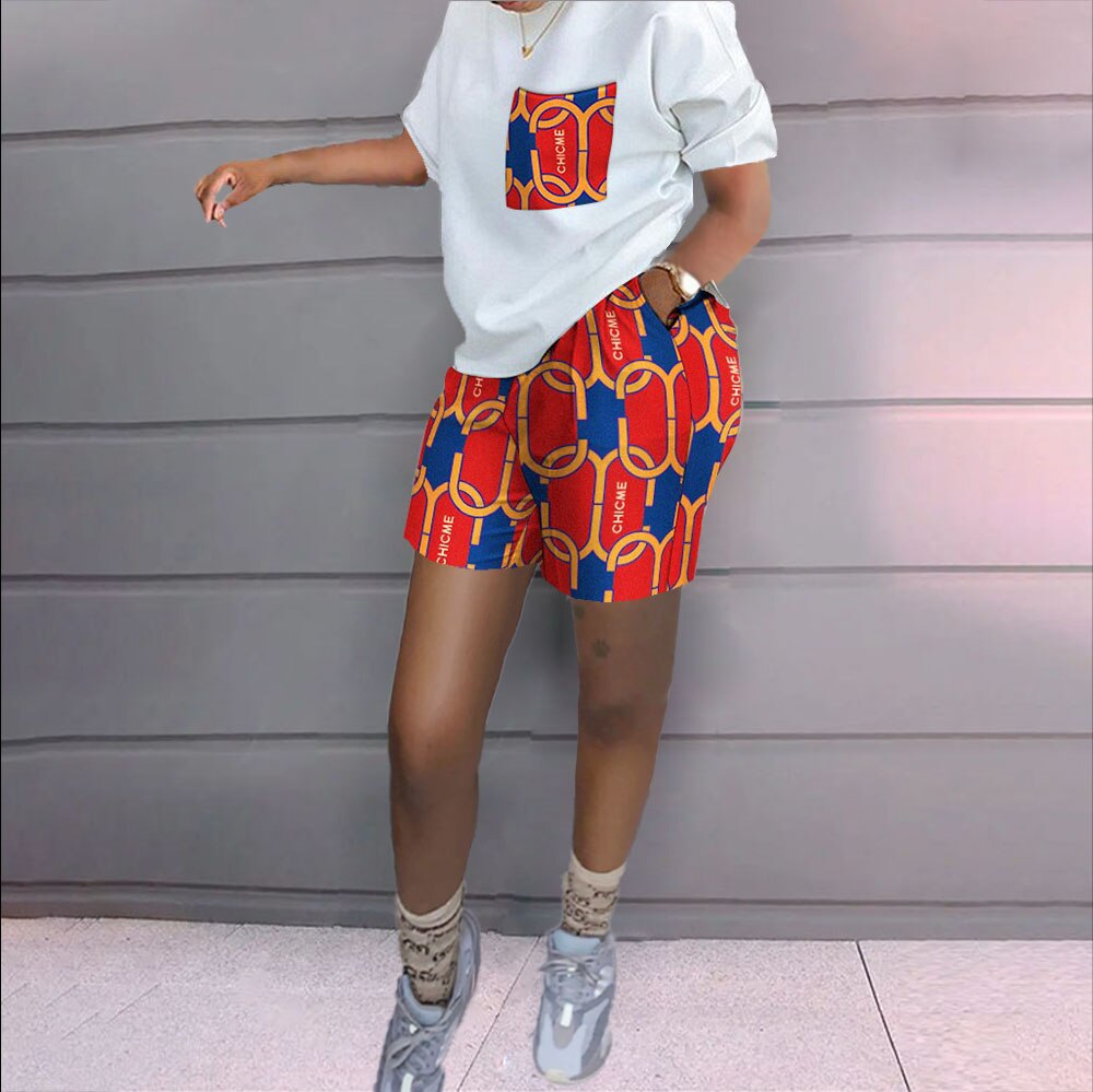 Women Summer Two Piece Sets Outfit Shorts Set 2022 Casual T-Shirt Crop Top Biker Shorts Set Streetwear Tracksuit