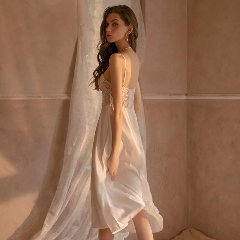 Sexy Nightwear Women Night Gowns Lace Sleepwear Victorian Sleeping Slip Dress Soft Home Wear Nightgown Lingerie Sleep Tops 2022
