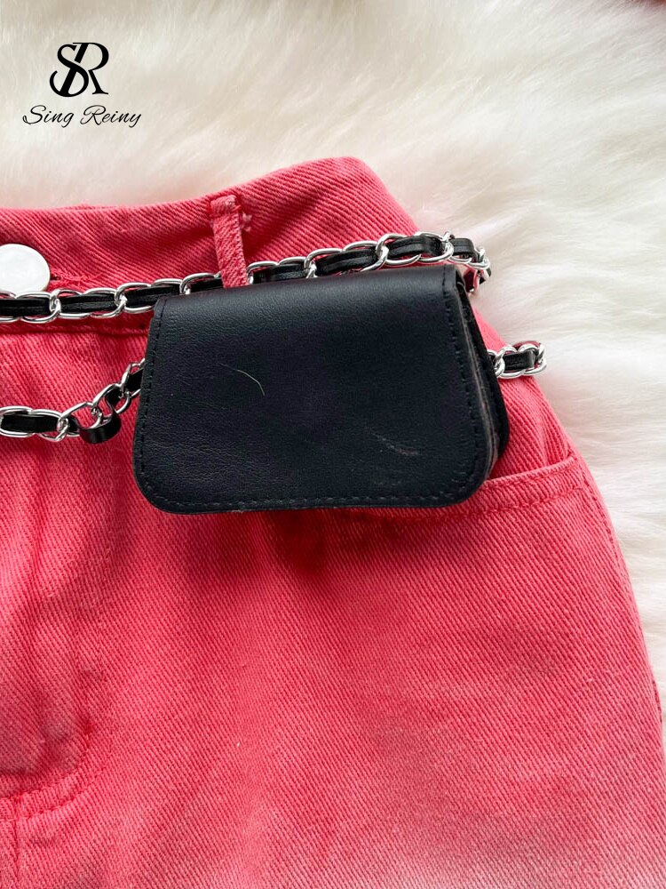SINGREINY Purse Denim Women Set Fashion Polo Neck Single Breasted Short Tops+ Zipper Irregular Mini Shorts Retro Two Piece Set