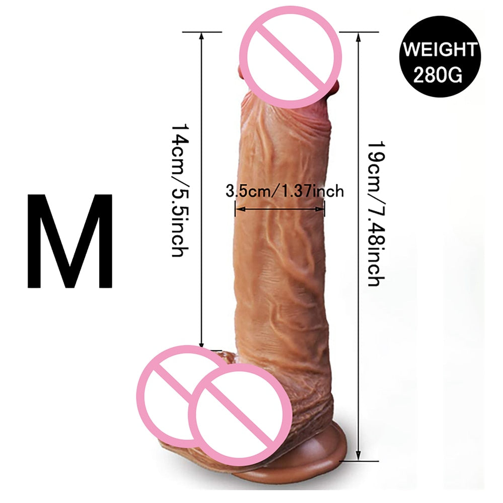 8.3 Inch XXL Realistic Dildo with Powerful Suction CupRealistic Penis Sex Toy Flexible G-spot Dildo with Curved Shaft and Ball