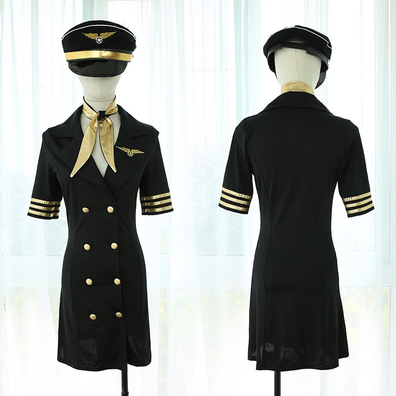 Flight Attendant Role Play Dress Women Erotic Cosplay Uniform Costume Sexy Lingerie Porno Air Hostess Nightclub Dress For Couple