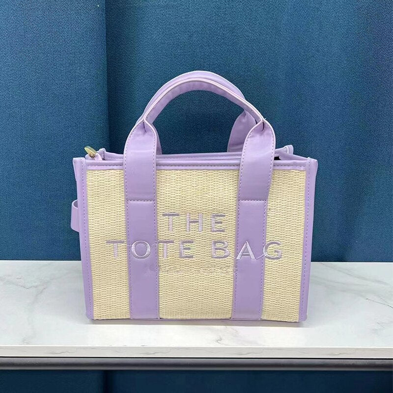 Designer Tote Bags for Women Big Purses and Handbags Women's Purple Leather Shopper Bag Branded Fashion Shoulder Crossbody Bags