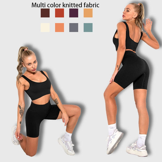 LANSWE Seamless Women Yoga Set Sportswear Gym Clothing Sport Set Women High Waist Seamless Leggings Fitness Sport Bra Crop Top