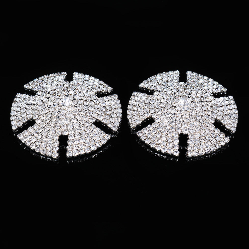 Stonefans 2 PCS Rhinestone Heart Tassel Nipple Stickers Breast Petals Women Sexy Body Chain Cover Nipple Pasties Sticker Jewelry