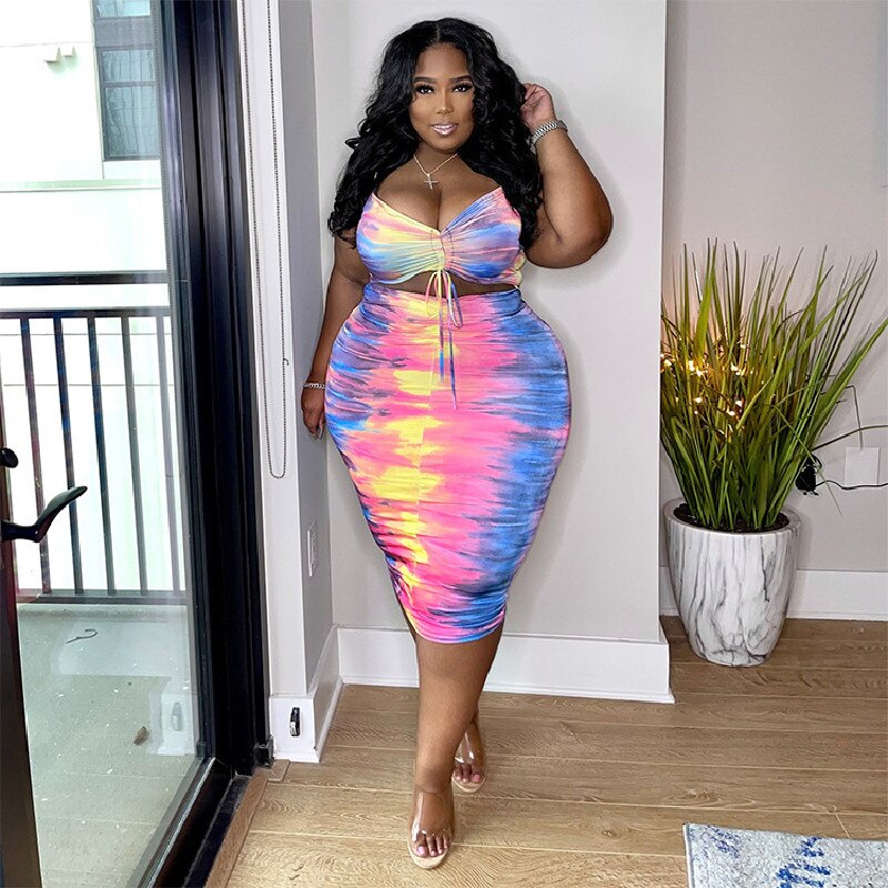 Sexy Plus Size Cut Out Colorful Sleeveless Color Bag Hip Dress Drawstring Design Fashion Women Clothing