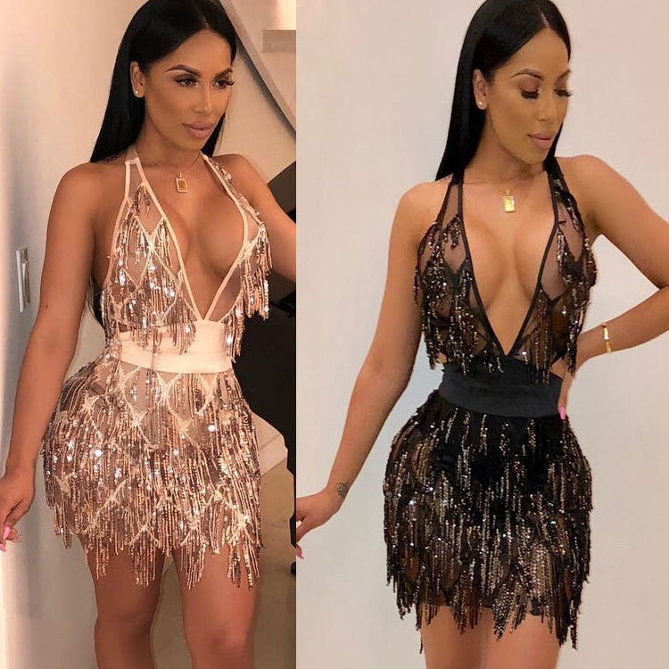Cutubly Crop Tops And Skirt Sets Sequin Two Piece Sets Skirts Outfits Sexy Backless Nightclub Bandage Dress Sets Lady Girls New