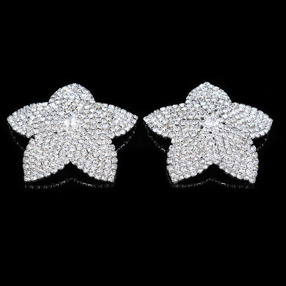 Stonefans 2 PCS Rhinestone Heart Tassel Nipple Stickers Breast Petals Women Sexy Body Chain Cover Nipple Pasties Sticker Jewelry