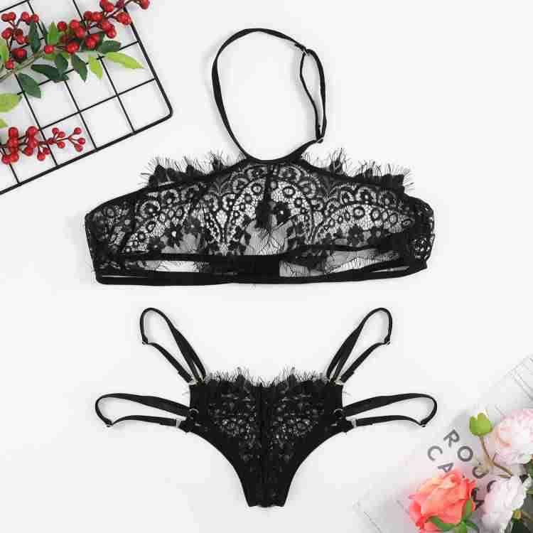 2022 Sexy Lingerie Set For Women Push Up Bra Set Lace Hollow Nightgown Transparent Bra And G-string 2 Piece Underwear Sets