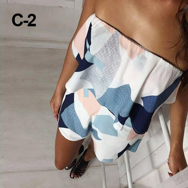 2022 new Spring summer Women's Jumpsuit Ruffles Off-the-Shoulder Rompers Fashion Ladies Tube top V-neck Short Pants Jumpsuits