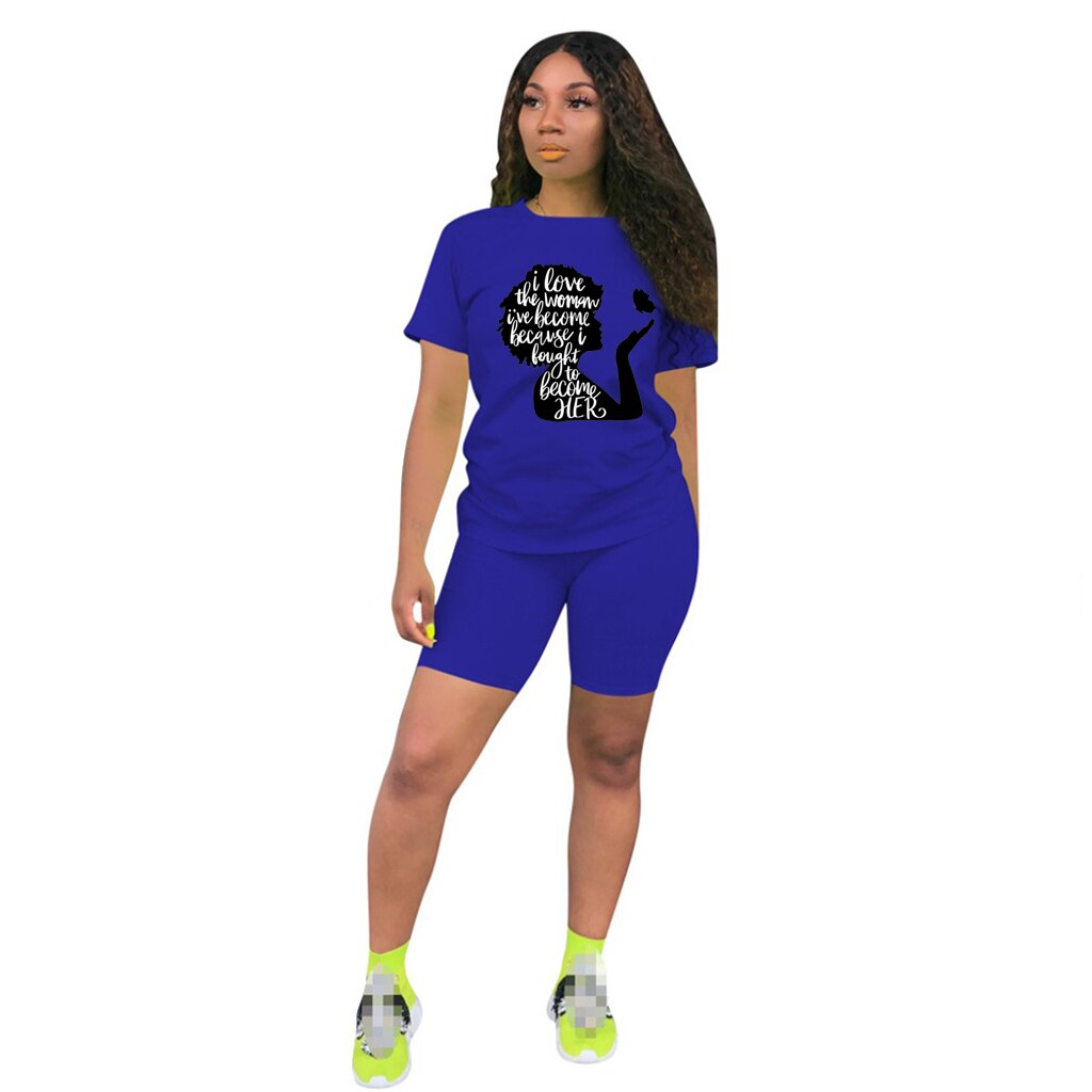 Two Piece Sets Womens Outifits O-Neck Pullover Short Sleeve Lettered T-Shirt Casual Tracksuit Legging Pants Women Short Sets