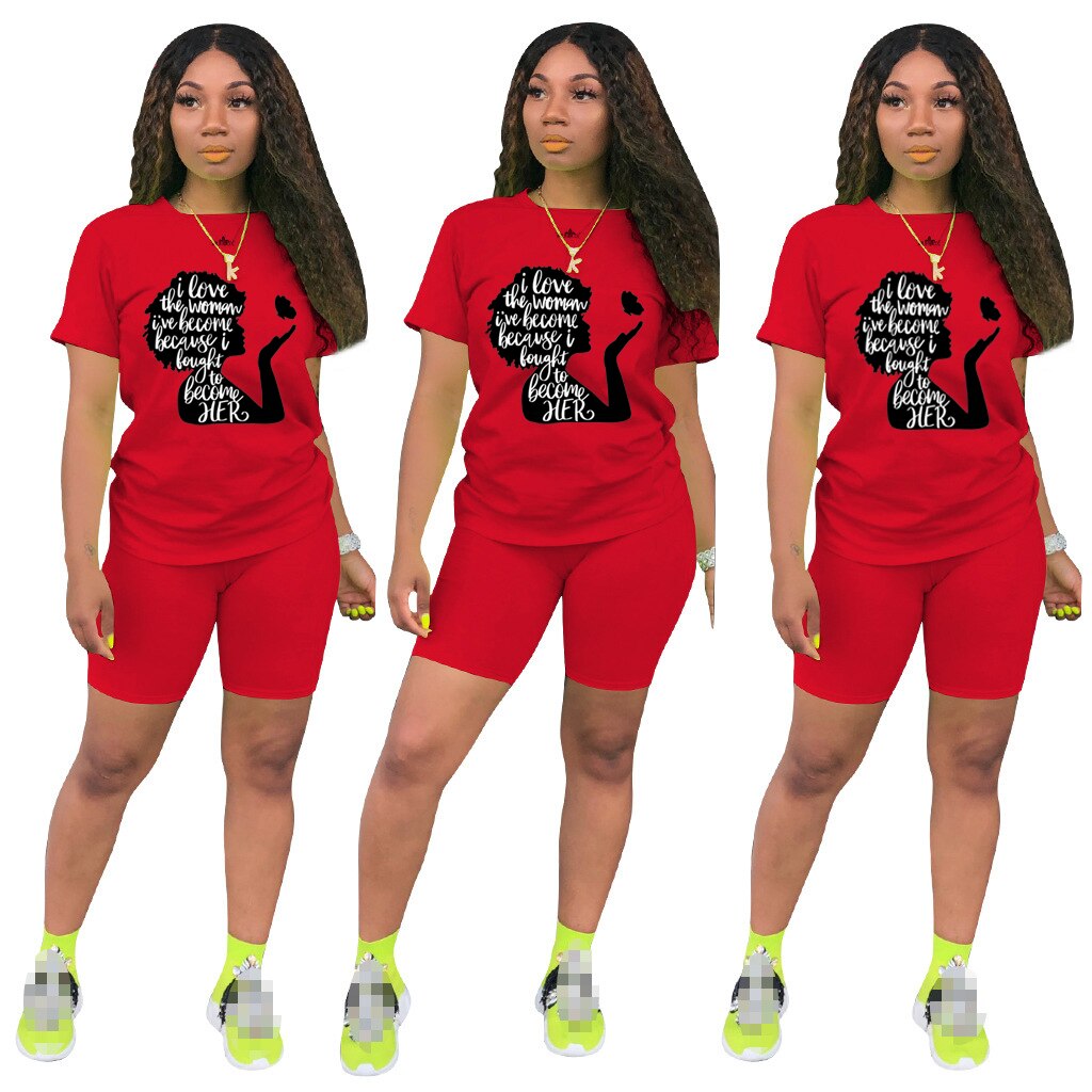 Two Piece Sets Womens Outifits O-Neck Pullover Short Sleeve Lettered T-Shirt Casual Tracksuit Legging Pants Women Short Sets