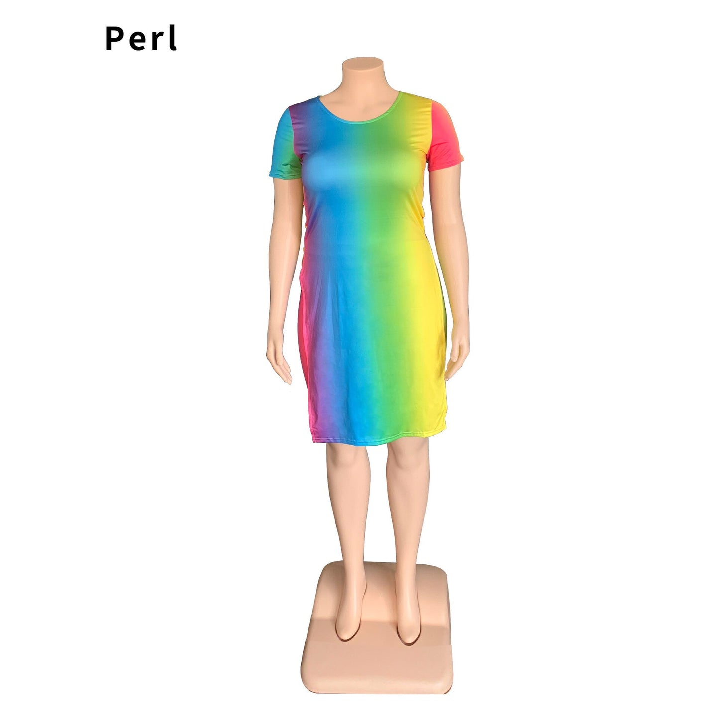 Perl Round Neck Gradient Dress Plus Size Women Clothing Fashion Summer Outfit Casual Skirt Vestidos De Verano Mujer 2022 4XL