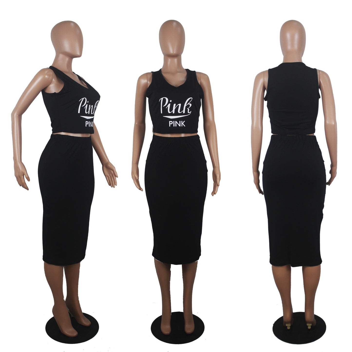 Two Piece Set Top + Skirt Short Sleeveless Top Women's Shorts Fitness Slim Party Club Clothing Sports Fitness Summer Clothes Set