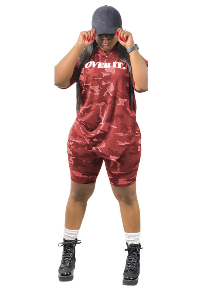 Oversized Two Piece Sets Shorts Set Women Clothes Sexy Short Sets Summer 2022 Camouflage Women Shorts and Top 2 Piece Outfit Set