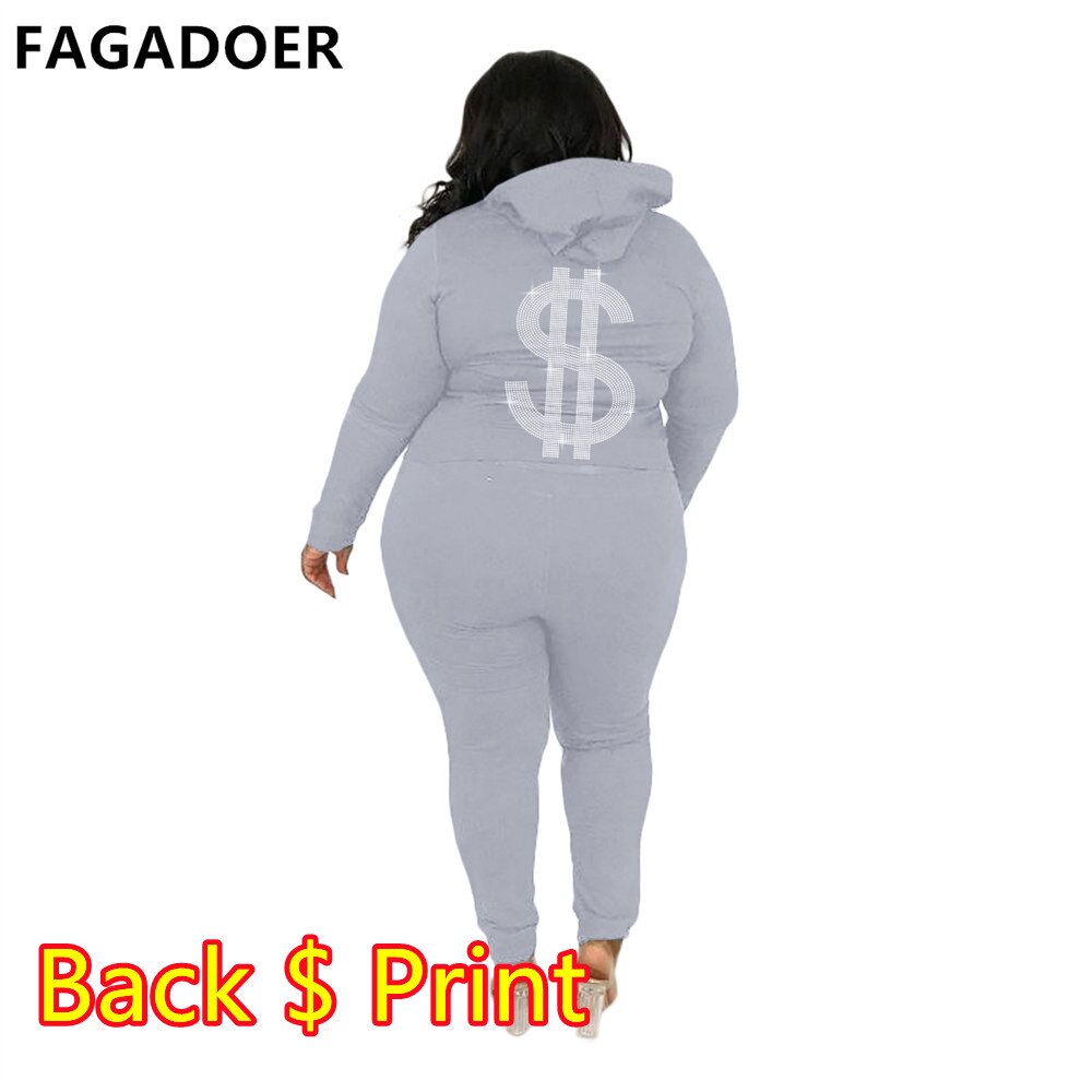 FAGADOER 2022 Plus Size Sporty PINK Letter Print Fashion Spring Set High Waist 2 Piece Set L-5XL Women Gym Clothing Pant Sets