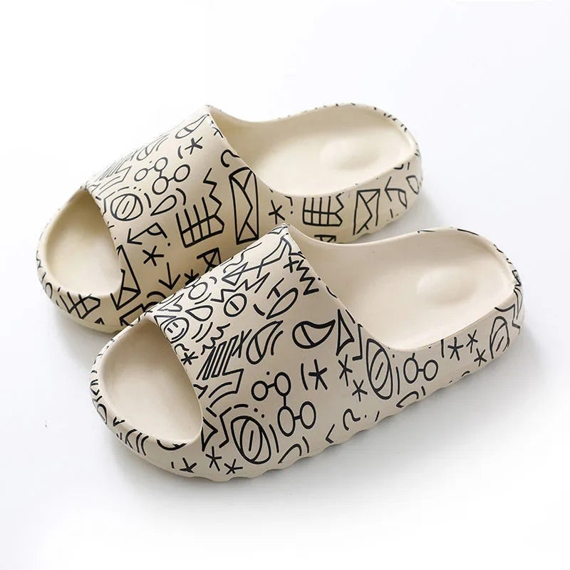 2022 New Summer House Cartoon Men Slippers Women Flip Flops Thick Slides Fashion Printed Couples Platform Shoes outdoor sandals