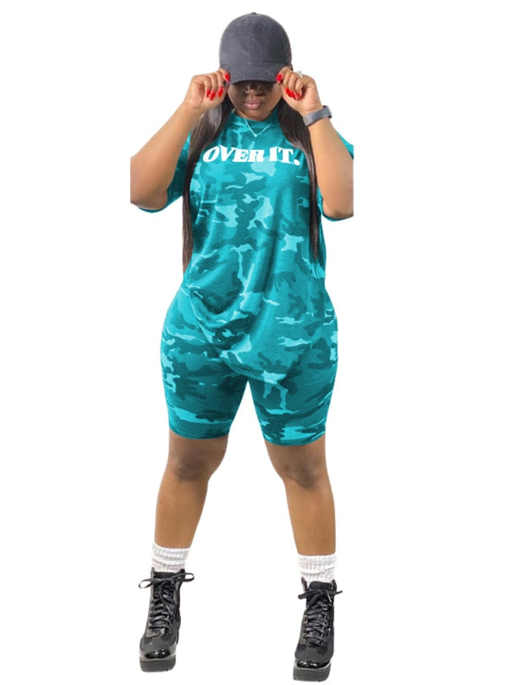 Oversized Two Piece Sets Shorts Set Women Clothes Sexy Short Sets Summer 2022 Camouflage Women Shorts and Top 2 Piece Outfit Set
