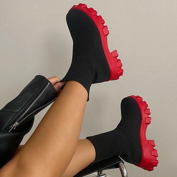 Women Boots Autumn Winter Boots Slip on Socks Shoes Women 2022 Platform Boots with Heels Botas De Mujer Knitted Botines Female
