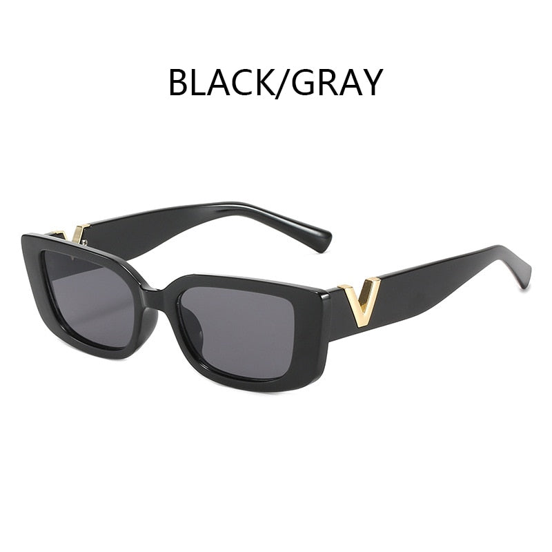 Retro Rectangle Sunglasses Women Brand Designer Cat Eye Small Frame Sun Glasses Ladies Classic Black Square Sunglass Woman UV400